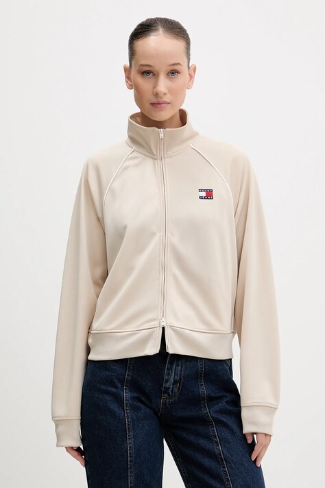 Tommy Jeans bluza damska kolor beżowy gładka DW0DW21930