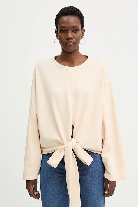 BOSS Orange bluza bawełniana C Ewani damska kolor beżowy gładka 50553456