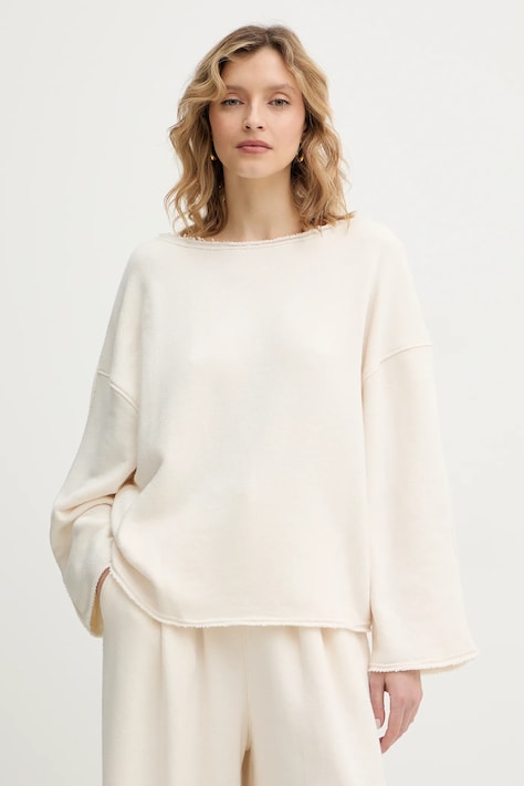BOSS Orange bluza C Enely damska kolor beżowy gładka 50554274