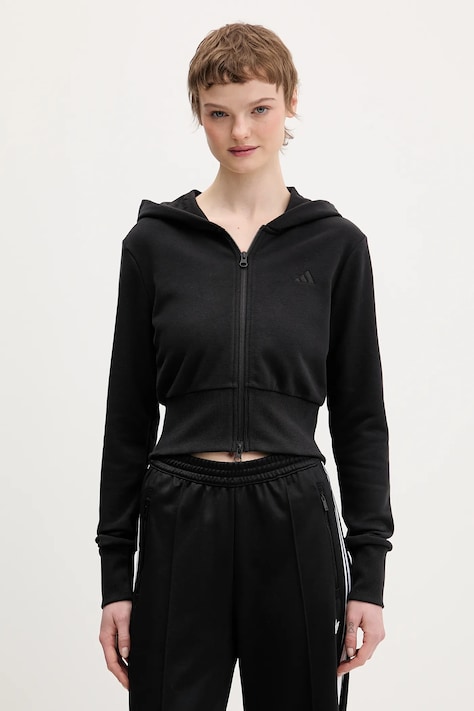 adidas bluza Essentials damska kolor czarny z kapturem gładka JZ0197