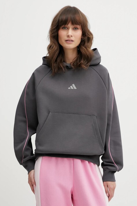 adidas bluza Stadium damska kolor szary z kapturem gładka KB4959
