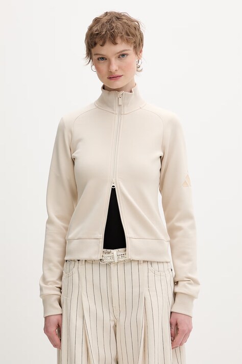 adidas кофта, яка розстібається жіноча The Soft Lux бежева KE9143
