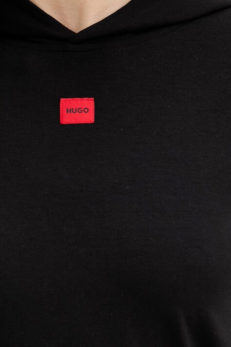 HUGO bluza SIGNATURE_HOODIE damska kolor czarny z kapturem z aplikacją 50556816