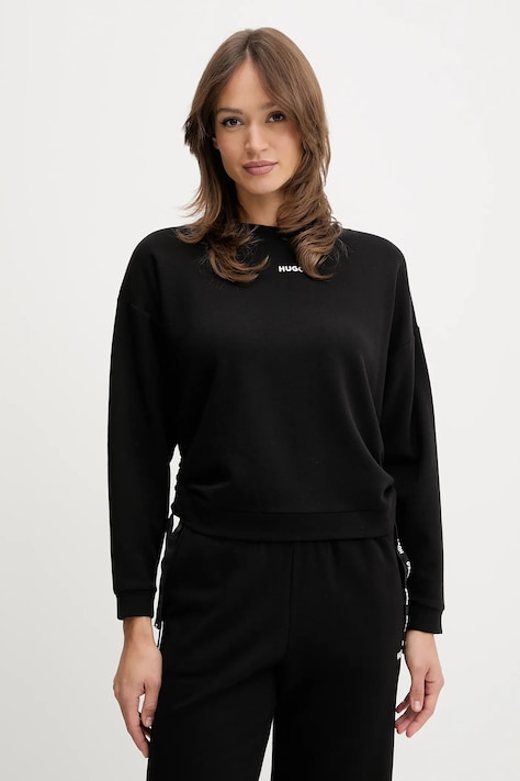 Суичър HUGO CASUAL_SWEATSHIRT в черно с изчистен дизайн 50556884