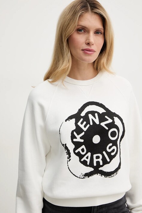 Kenzo bluza bawełniana damska kolor biały z nadrukiem FG52SW2054MJ