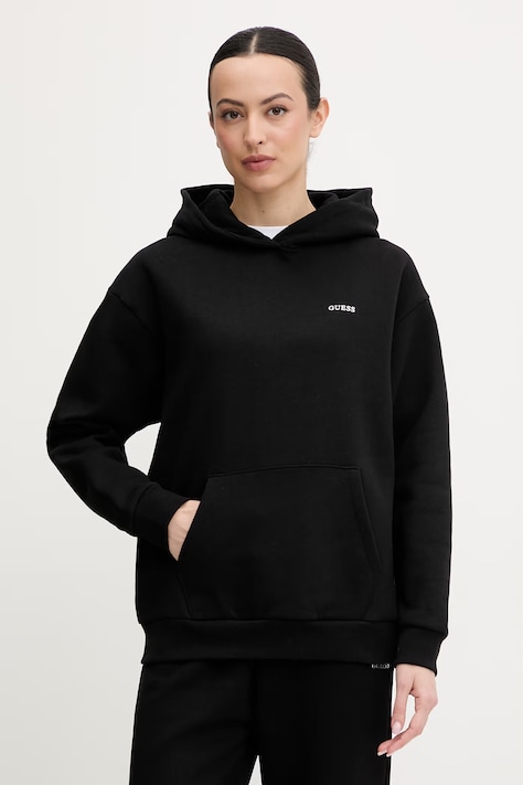 Guess bluza NAT damska kolor czarny z kapturem gładka V6RQ14 K9V31