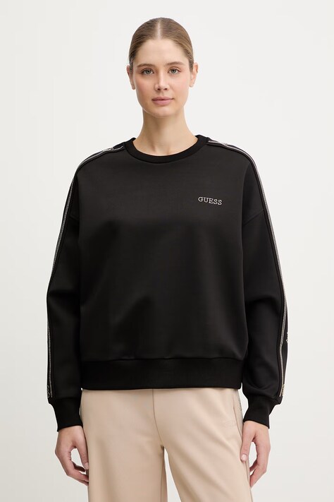 Guess bluza OCTAVIA damska kolor czarny z aplikacją V6RQ96 KCX22