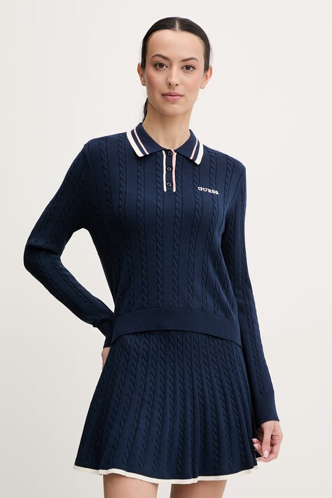 Guess sweter SHARI damski kolor granatowy lekki V6RR01 Z4652