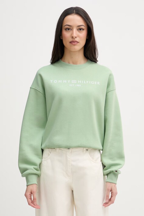 Tommy Hilfiger μπλούζα Γυναικεία με βαμβάκι πράσινη WW0WW47831