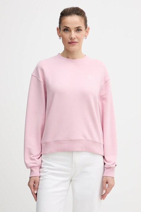 Tommy Hilfiger bluza damska kolor różowy z aplikacją WW0WW49418