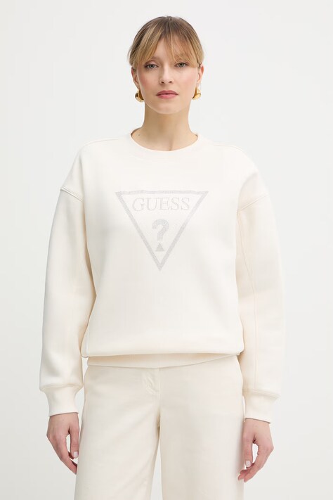 Guess bluza damska kolor beżowy z nadrukiem W6RQ16 KB681