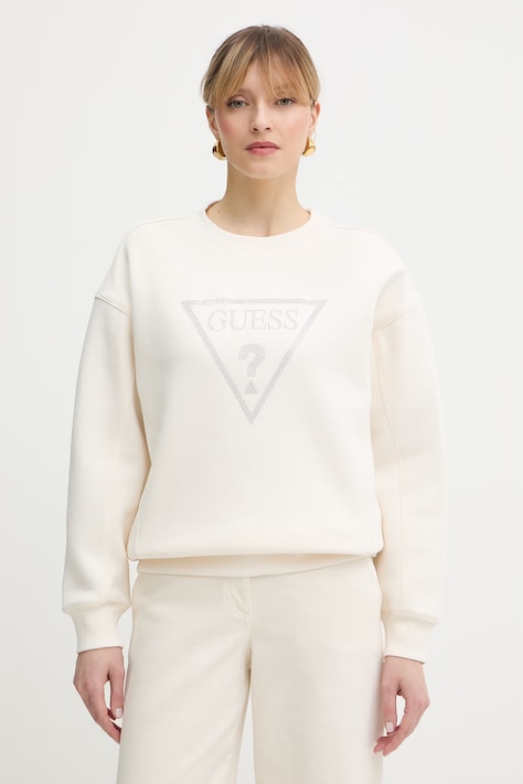 Guess bluza damska kolor beżowy z nadrukiem W6RQ16 KB681