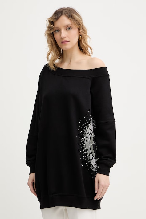 Mikina Guess 4G dámská, černá barva, s aplikací, W6RQ18 K8801