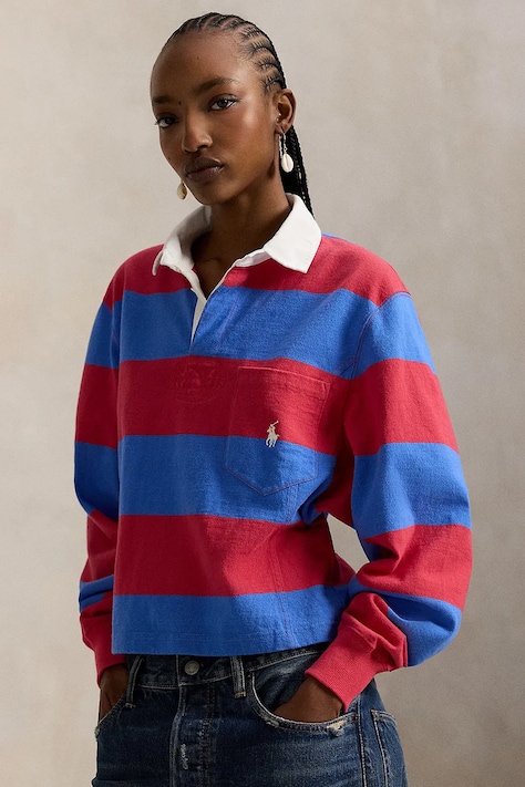 Polo Ralph Lauren bluza bawełniana damska kolor czerwony wzorzysta 211971746