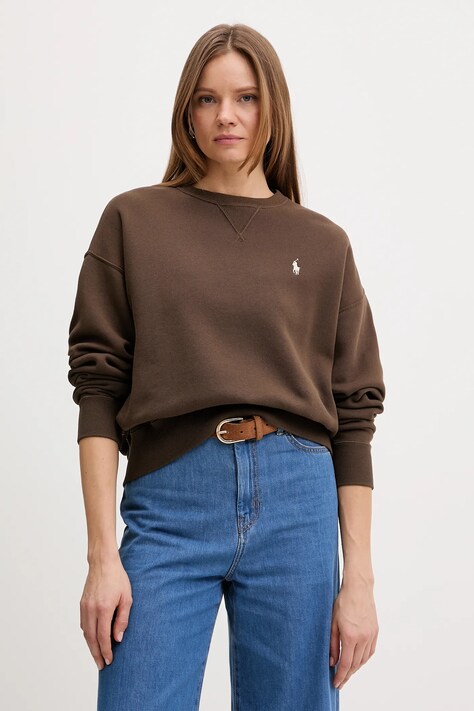 Polo Ralph Lauren bluza damska kolor brązowy gładka 211A98189