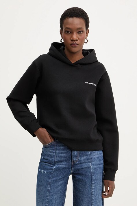 Karl Lagerfeld bluza damska kolor czarny z aplikacją B1W20023