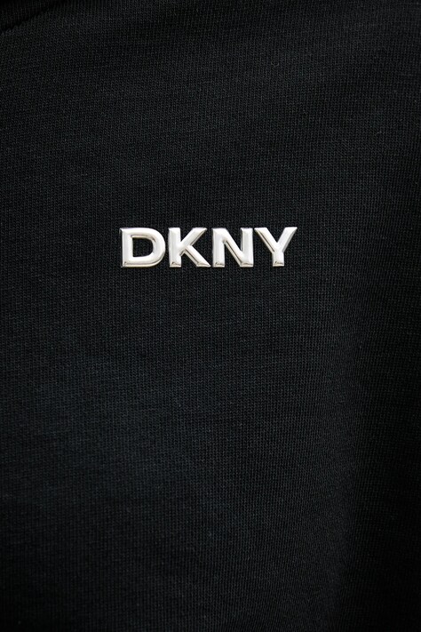 Dkny bluza damska kolor czarny z kapturem gładka DP6J9665