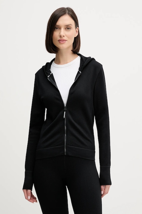 Dkny bluza damska kolor czarny z kapturem gładka DP6J9678