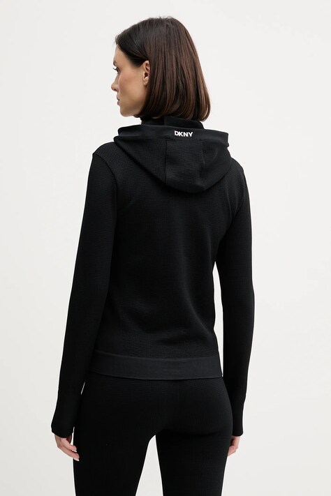 Dkny bluza damska kolor czarny z kapturem gładka DP6J9678