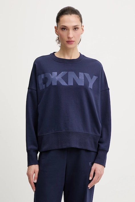 Mikina Dkny modrá farba, s potlačou, DP6T1561