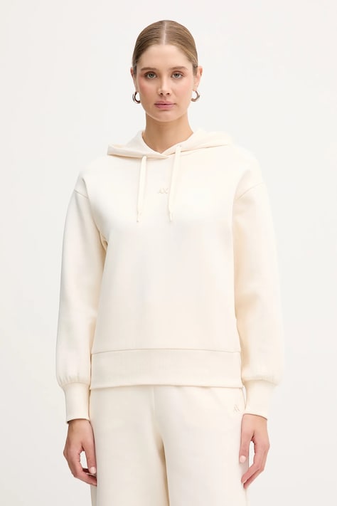 Armani Exchange bluza damska kolor beżowy z kapturem gładka XW001829 AF10818
