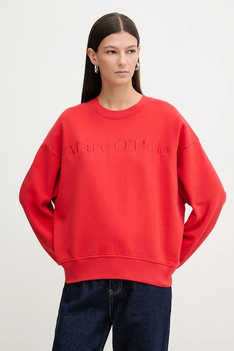 Marc O'Polo bluza bawełniana damska kolor czerwony gładka 600407354175