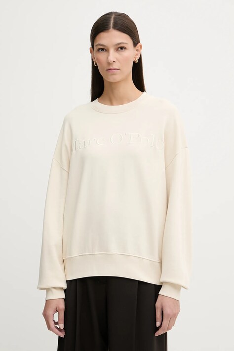 Marc O'Polo bluza bawełniana damska kolor beżowy gładka 600407354175