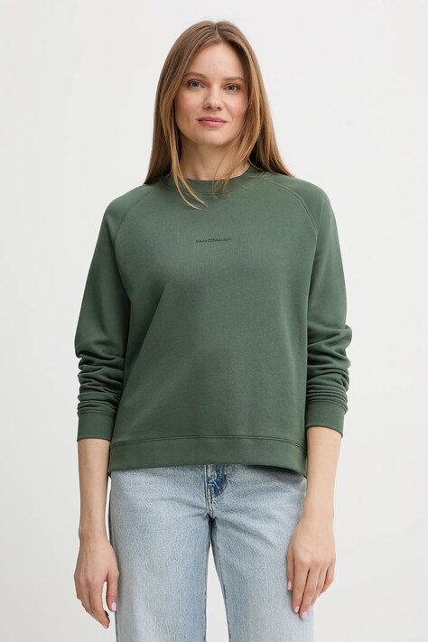Marc O'Polo bluza bawełniana damska kolor zielony gładka 5000009291