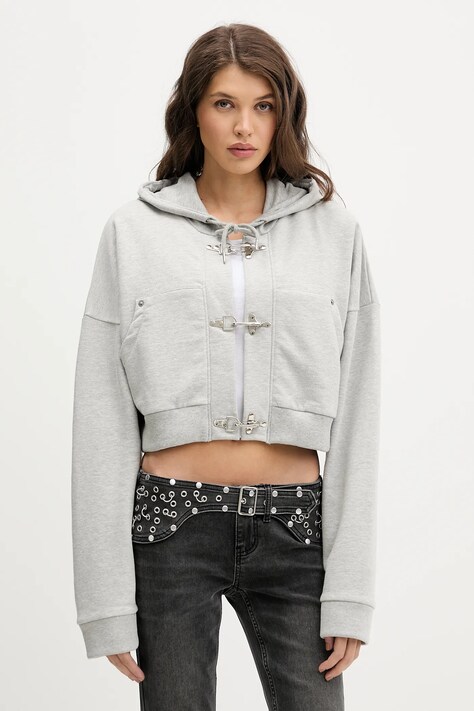 The Ragged Priest bluza damska kolor szary z kapturem melanżowa RPAW251087JS