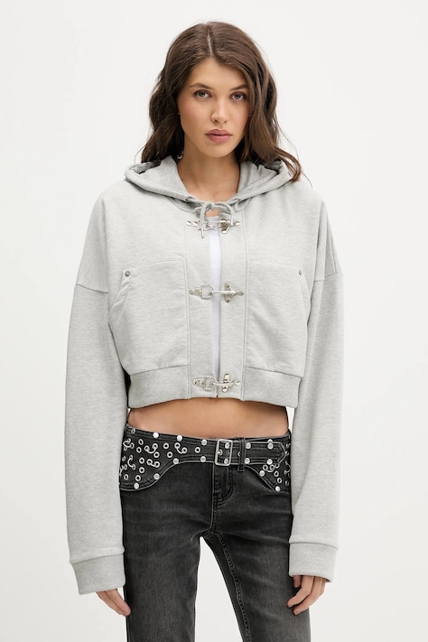 The Ragged Priest bluza damska kolor szary z kapturem melanżowa RPAW251087JS