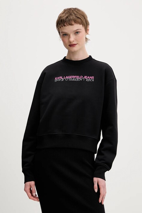 Памучен суичър Karl Lagerfeld Jeans в черно с принт B1W20041