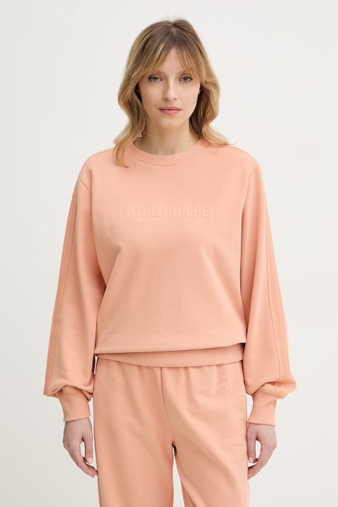 Bavlněná mikina Patrizia Pepe dámská, oranžová barva, s aplikací, 8M1779 J079