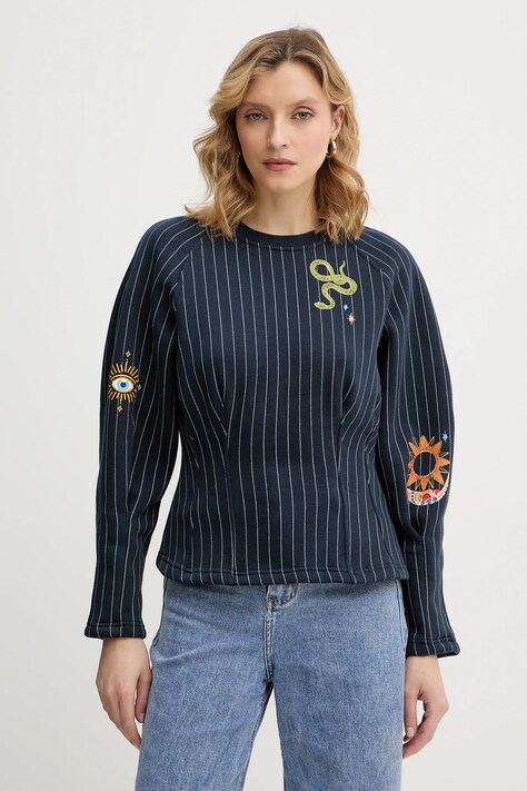 Never Fully Dressed bluza Barrel damska kolor granatowy z nadrukiem NFDTO2060