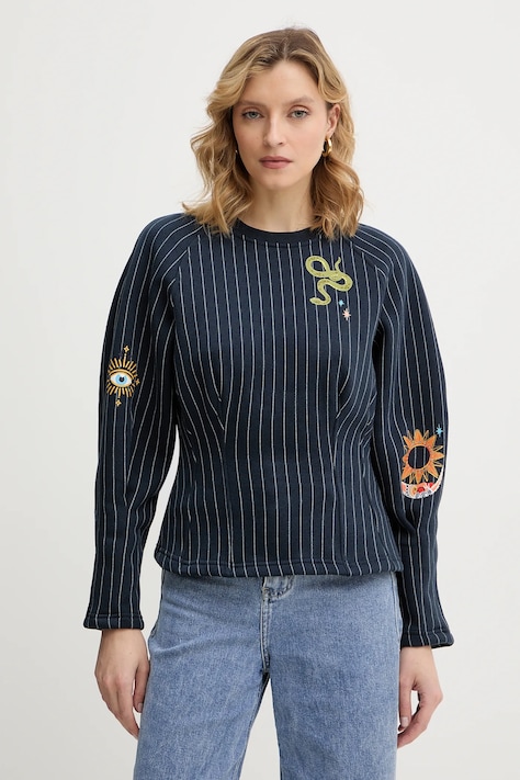 Never Fully Dressed bluza Barrel damska kolor granatowy z nadrukiem NFDTO2060