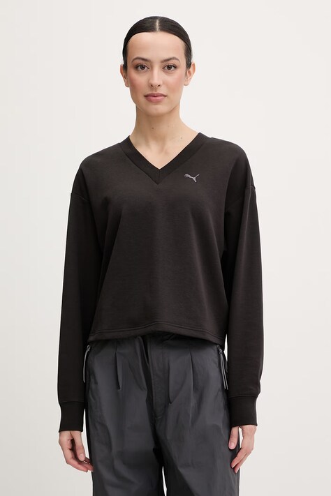 Puma bluza damska z bawełną Essentials Elevated czarna 691816