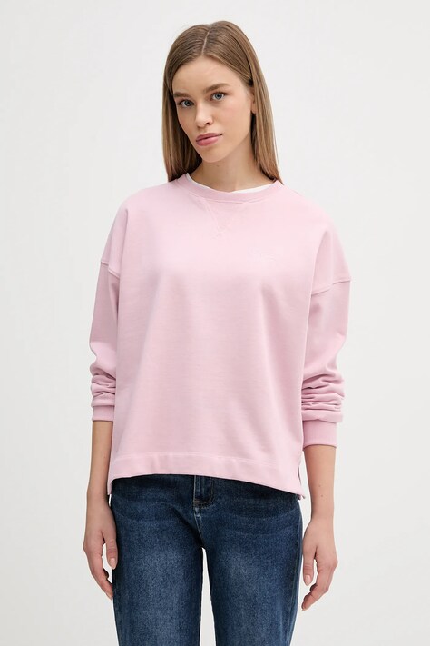 Barbour bluza bawełniana Rosie damska kolor różowy z aplikacją LOL0666