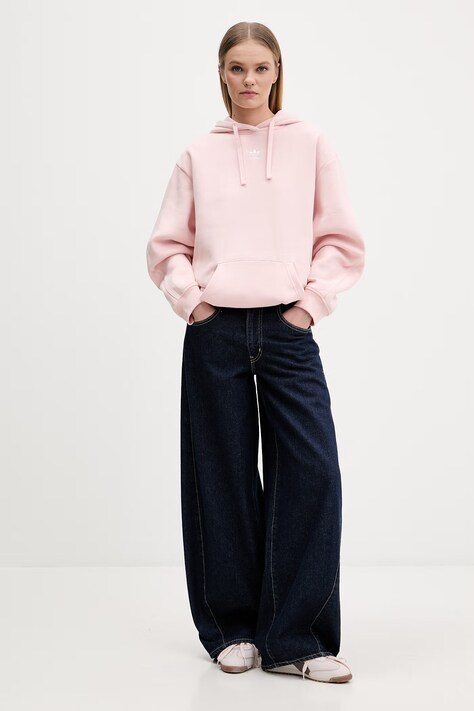 adidas Originals bluza damska kolor różowy z kapturem gładka KC9110