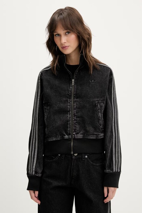 adidas Originals kurtka jeansowa Firebird damska kolor czarny przejściowa KD2898