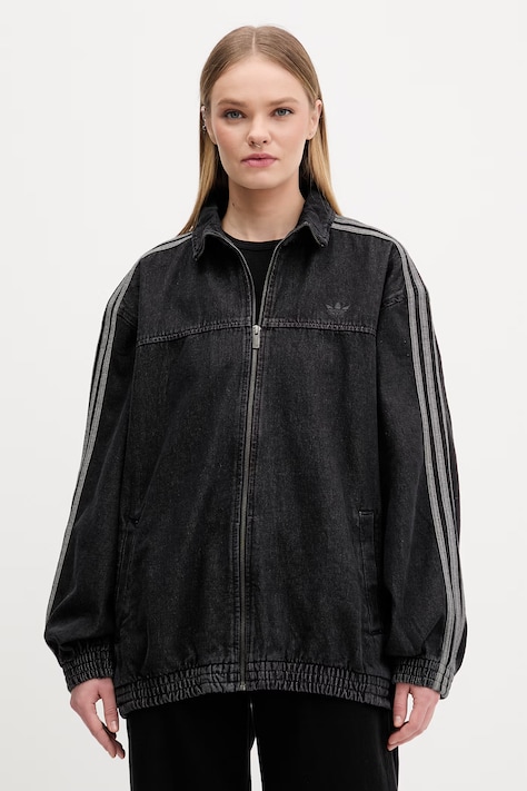 adidas Originals kurtka jeansowa Firebird damska kolor czarny przejściowa oversize KD2926