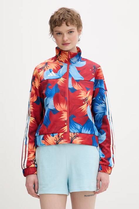 Adidas hanorac cu fermoar pentru femei x Farm Rio roșu KD4635