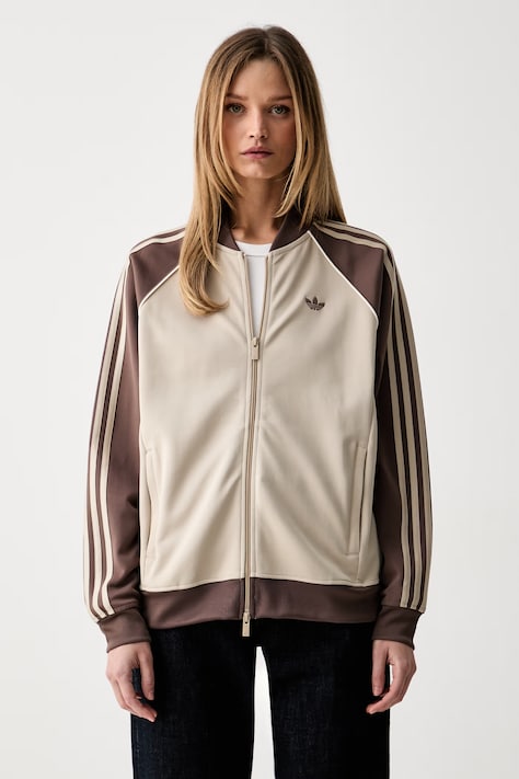 adidas Originals rozepínací mikina dámská bavlněná béžová KD8825
