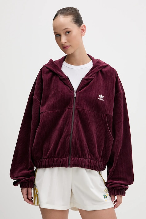 adidas Originals bluza damska kolor bordowy z kapturem gładka KE1119