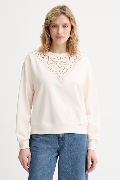 Morgan bluza damska z bawełną beżowa TSPRING