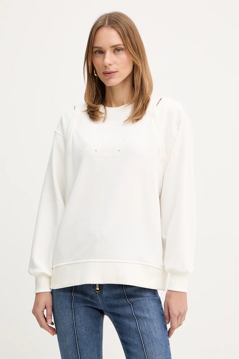 Elisabetta Franchi bluza damska kolor beżowy z aplikacją MD01261E2