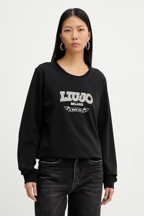 Liu Jo bluza damska kolor czarny z nadrukiem TA6073 FS090