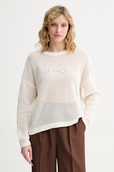 Liu Jo sweter damski bawełniany beżowy TA6111 MS71G