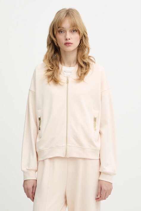 Liu Jo bluza damska kolor beżowy z aplikacją TA6241 JS182