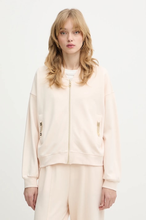 Liu Jo bluza damska kolor beżowy z aplikacją TA6241 JS182