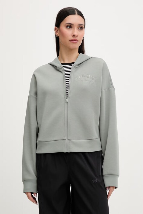 Calvin Klein Performance bluza rozpinana z kapturem damska zielona LVGWS6W318