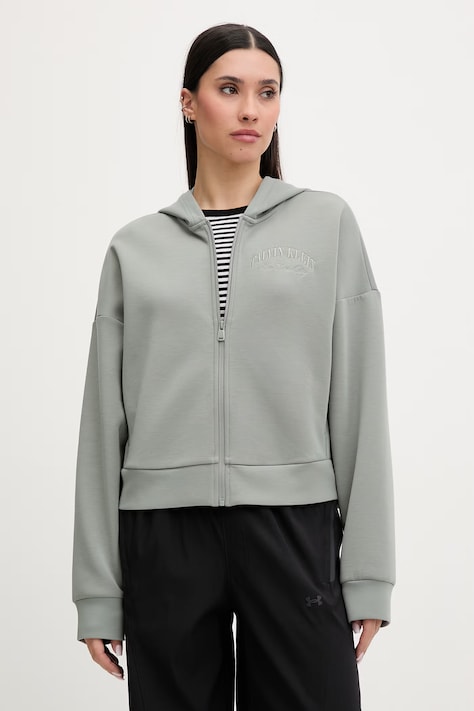 Calvin Klein Performance bluza rozpinana z kapturem damska zielona LVGWS6W318